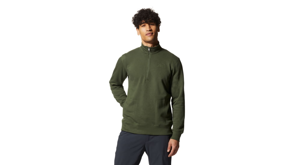 Mountain Hardwear Logo 1/4 Zip - Mens, Surplus Green, Large, 2016801347-Surplus Green-L