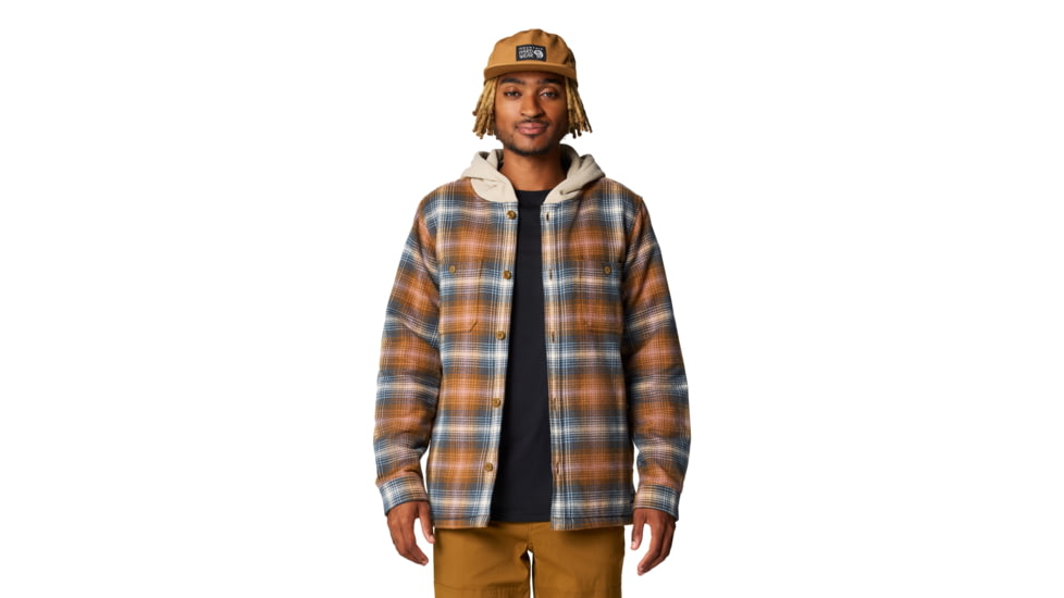 Mountain Hardwear Plusher Microchill Lined Shirt - Men's, Golden Brown Ombre Buffalo Check Print, Large, 2079671233-L