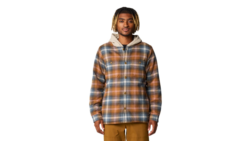 Mountain Hardwear Plusher Microchill Lined Shirt - Men's, Golden Brown Ombre Buffalo Check Print, Large, 2079671233-L