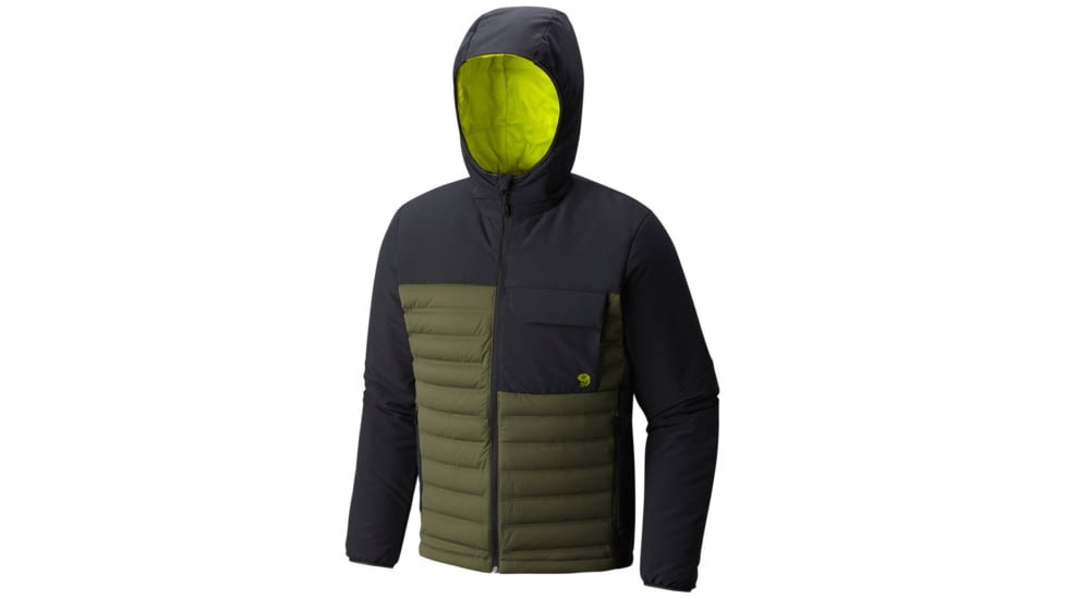 Mountain Hardwear StretchDown HD Hooded Jacket - Men's, Surplus Green, Black, M 1732011347-M