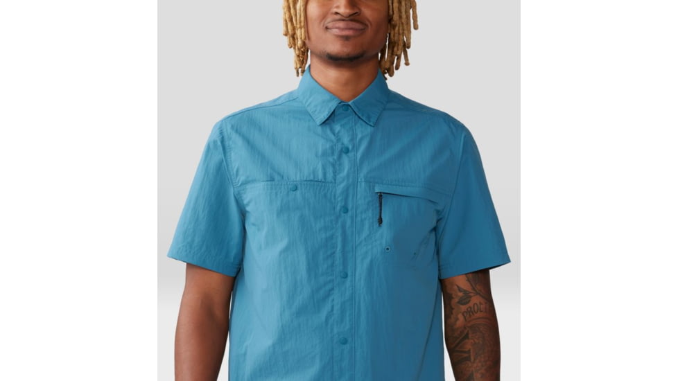 Mountain Hardwear Stryder Short Sleeve Shirt - Mens, Caspian, Medium, 2070501442-M