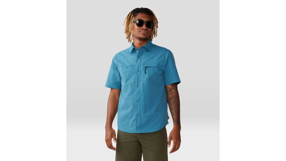 Mountain Hardwear Stryder Short Sleeve Shirt - Mens, Caspian, Medium, 2070501442-M