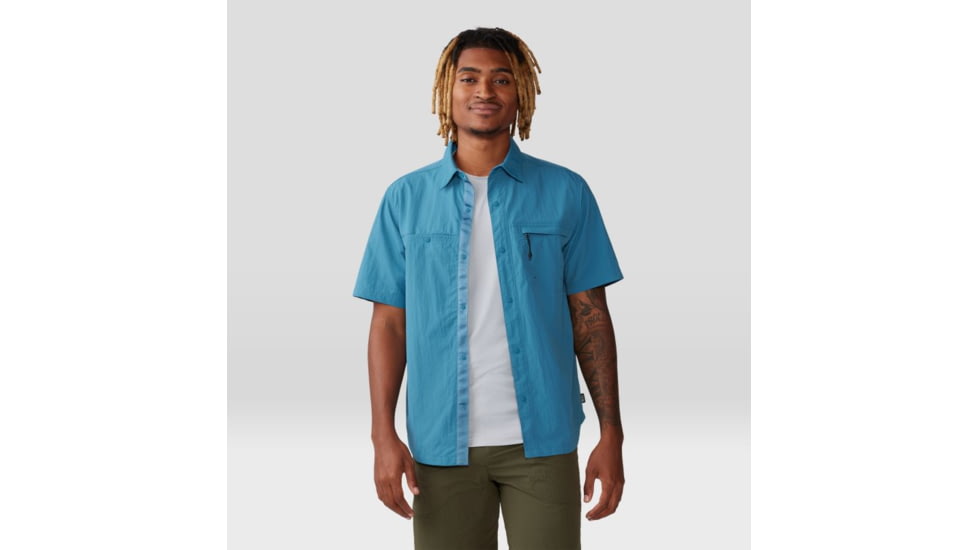 Mountain Hardwear Stryder Short Sleeve Shirt - Mens, Caspian, Medium, 2070501442-M