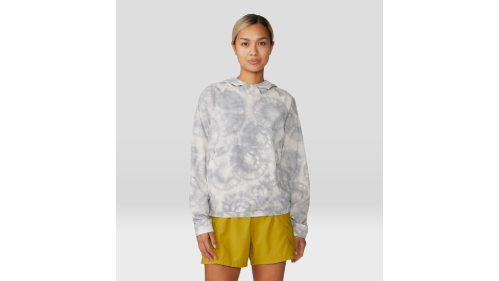 Mountain Hardwear Sunshadow Long Sleeve Hoody - Womens, Grey Ice Spore Dye Print, Extra Large, 1924091063-XL