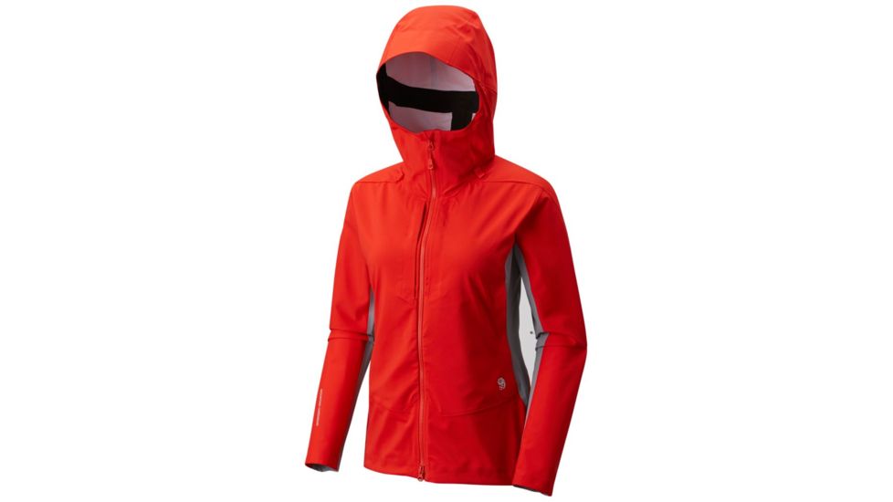 Mountain Hardwear Touren Hooded Jacket - Women's, Fiery Red, Manta Grey, M 1765361636-M