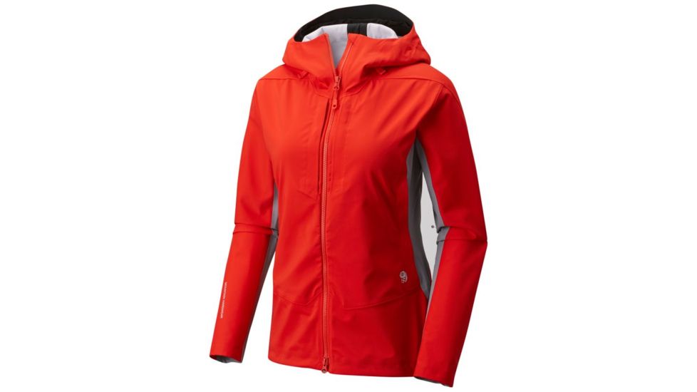 Mountain Hardwear Touren Hooded Jacket - Women's, Fiery Red, Manta Grey, M 1765361636-M