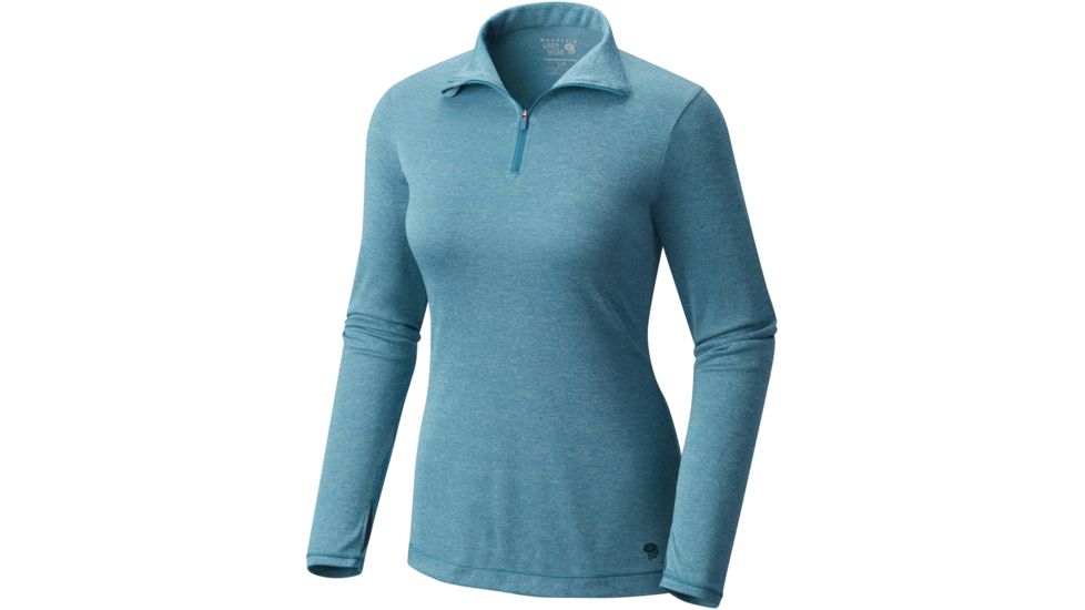 Mountain Hardwear Wicked Printed Long Sleeve Zip T - Women's-Heather Sea Level-X-Small