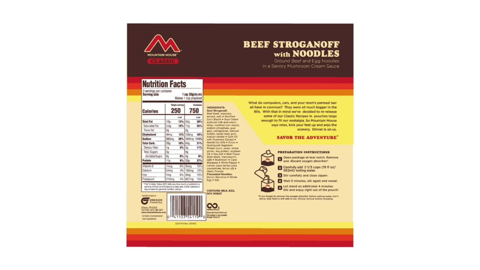 Mountain House Beef Stroganoff with Noodles, 3 Servings, 54119
