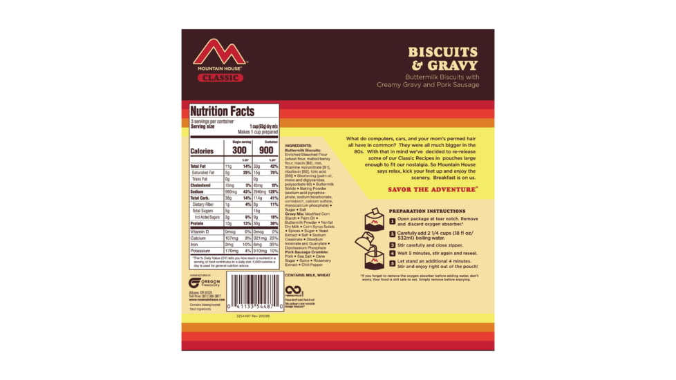 Mountain House Biscuits and Gravy, 3 Servings, 54487