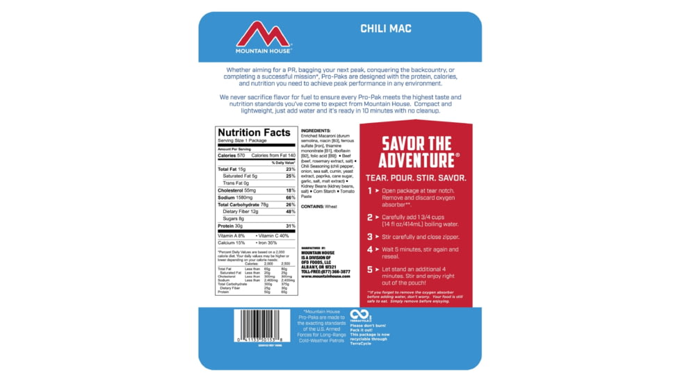 Mountain House Chili Mac with Beef ProPak, 50153