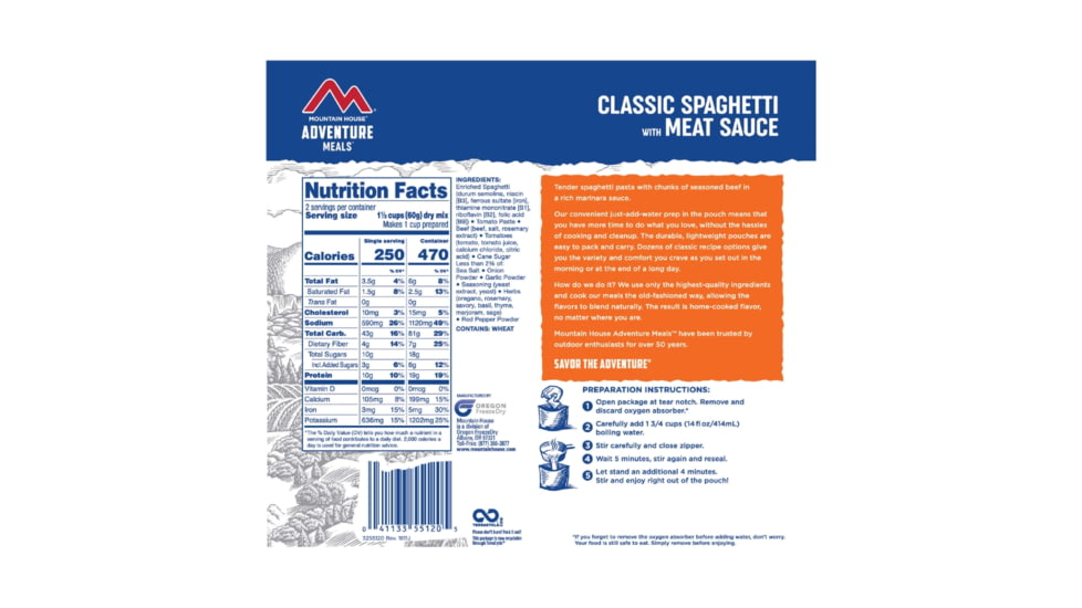 Mountain House Classic Spaghetti w/Meat Sauce, 55120
