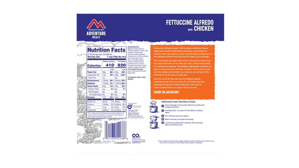 Mountain House Fettuccine Alfredo with Chicken, Pouch, 55178