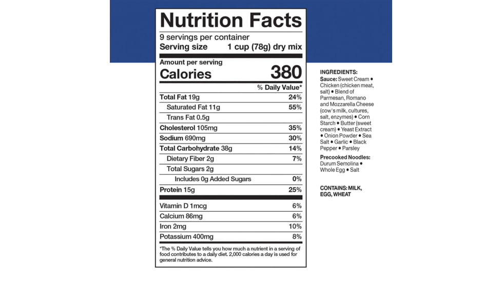 Mountain House Fettuccine Alfredo with Chicken, 9 Servings, 30178
