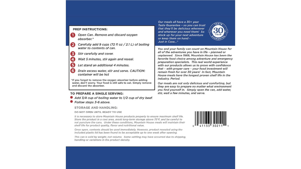 Mountain House Limted Edition Shredded Beef, 17 Servings, 30211