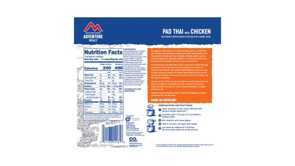 Mountain House Pad Thai with Chicken, 2 Servings, 55181