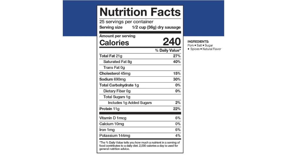 Mountain House Pork Sausage w/Mild Spice, 25 Servings, 30229