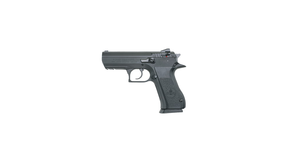 Magnum Research Baby-Desert-Eagle-II Pistol, .45 ACP, 3.93 in barrel, carbon steel frame, black polymer grip, recoil operated semi-automatic, double-action, slide mounted ambi safety/decocker, fixed white 3-dot, 10 round magazine, MR-BB-DT-EGL-II-3-FRRMPG