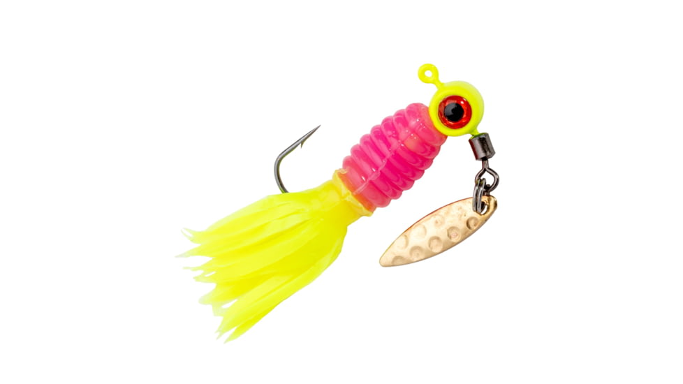 Strike King Mr. Crappie Sausage Head Spins Pre-Rigged Crappie Thunder Fishing Lure, Underspin Jig, 1/16oz, Number 2 Hook, Willow Leaf Blade, 2-Pack, HotChicken.com, MRCSHSIPCT116-242