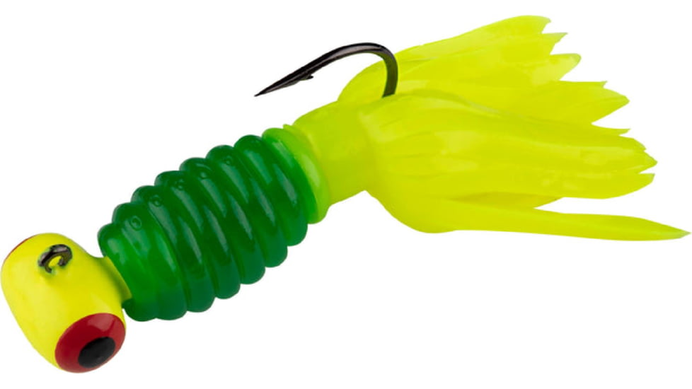 Mr. Crappie by Strike King Sausage Head, Pre-Rigged Jig Fishing Lure, Lime-N-Ator, 1/8oz, 3-Pack, MRCSH18-247, MRCSH18-247