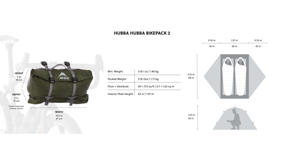 MSR Hubba Hubba Bikepack 2, Green, 2, 13707