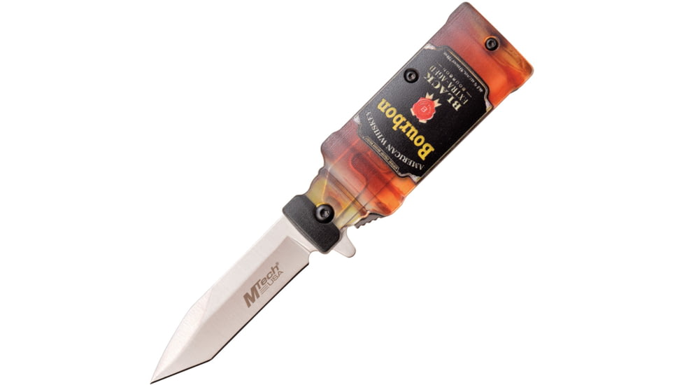 Mtech Bourbon Linerlock A/O Folding Knife, 2.5 satin finish stainless tanto blade, ABS handle, MT-A1190B