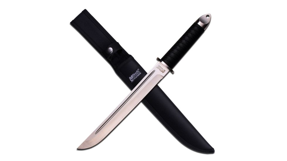 Mtech Fixed Blade, 16.5in, Stainless Steel Blade, Black Ribbon Pattern Rubber Handle MX-8130
