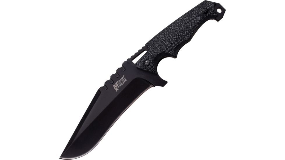 Mtech Fixed Blade Black Blade Fixed Blade Knife, 6.25in, Black, Gray and Black, Aluminum Handle MTX8122BK