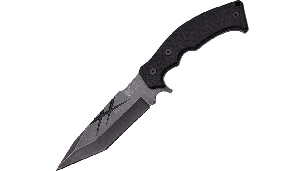Mtech Fixed Blade Stonewash Fixed Blade Knife, 5.75in, Tanto, Black Stonewash, Black, G10 Handle MTX8125SW