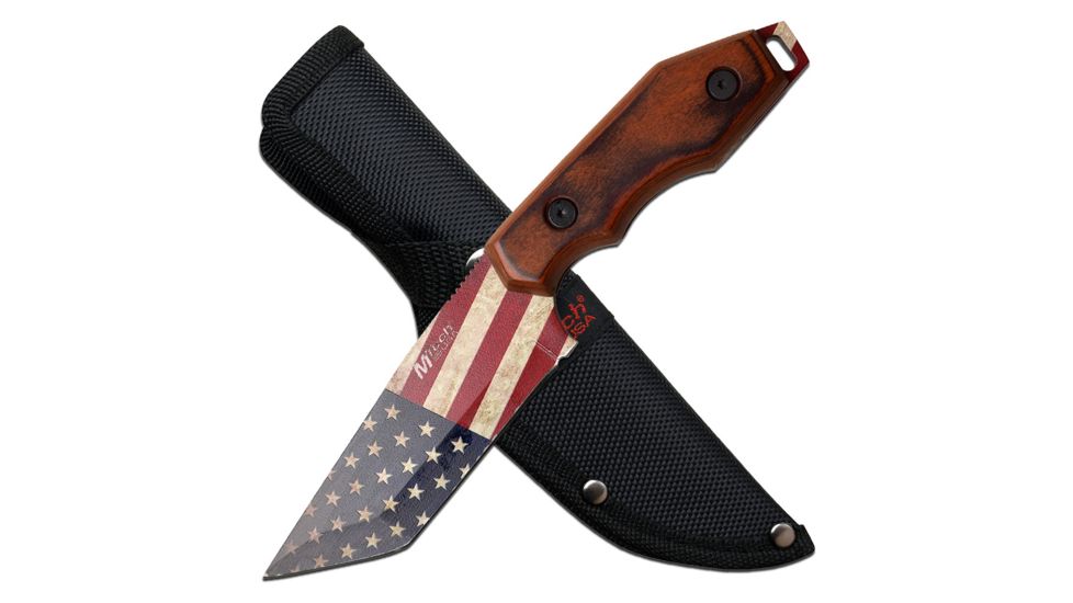 Mtech Fixed Knive, 4.25in Blade, 3CR13 Steel Blade Knive, US Flag, MT-20-87A