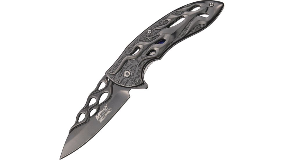 MTech Flame Linerlock Folding Knife,3.25in,Gray 440 Stainless Blade ,Gray Alum Handle MTA822GY