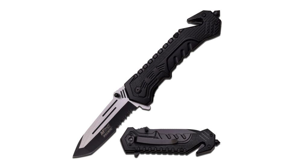 Mtech Folding Blade, 3.5in, Stainless Steel Blade, Black Aluminum Handle MT-A867BK