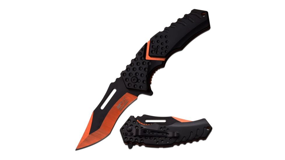 Mtech Folding Blade, 3.5in, Stainless Steel Blade, Black Anodized Aluminum Handle MT-A920OR