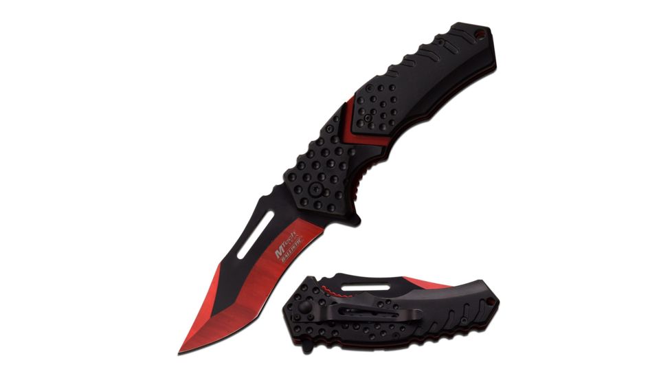 Mtech Folding Blade, 3.5in, Stainless Steel Blade, Black Anodized Aluminum Handle MT-A920RD