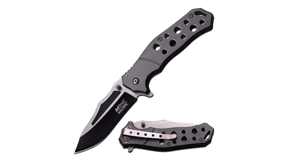 Mtech Folding Blade, 3.5in, Stainless Steel Blade, Black Anodized Aluminum Handle MT-A951GY