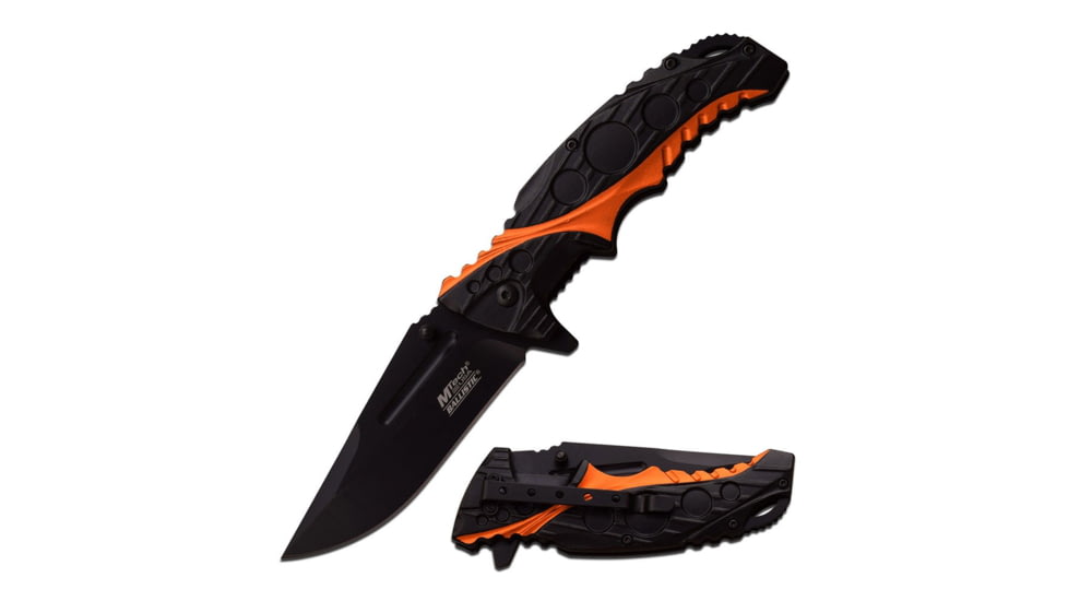 Mtech Folding Blade, 3.5in, Stainless Steel Blade, Black/Orange Two-Tone Anodized Aluminum Handle MT-A957BO