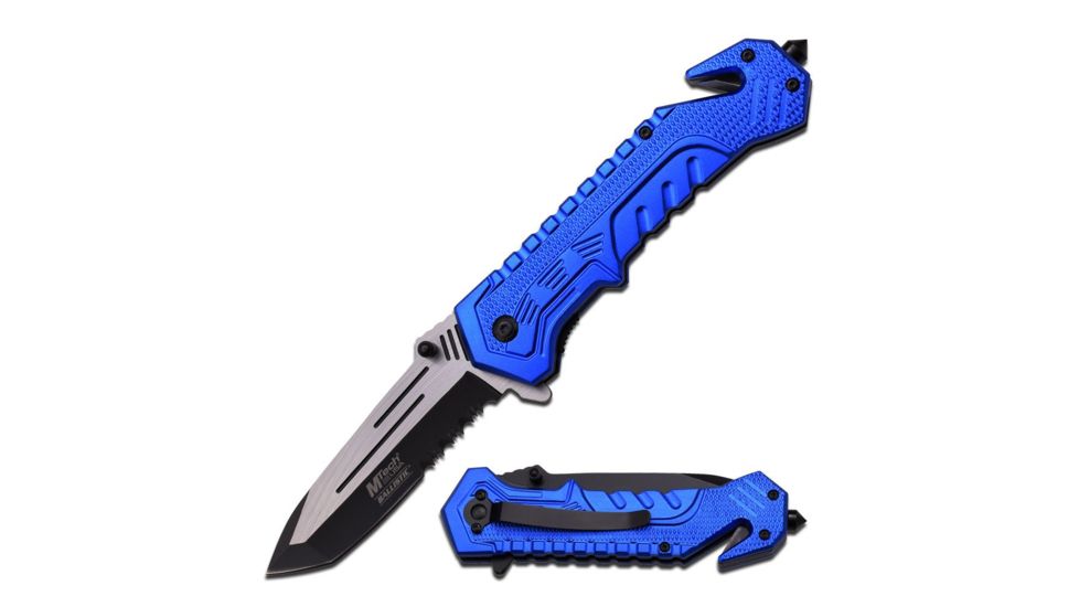 Mtech Folding Blade, 3.5in, Stainless Steel Blade, Blue Aluminum Handle MT-A867BL