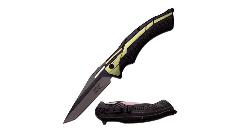 Mtech Folding Blade, 3.75in, Stainless Steel Blade, Green And Black Two-Tone Aluminum Handle MT-A934BG