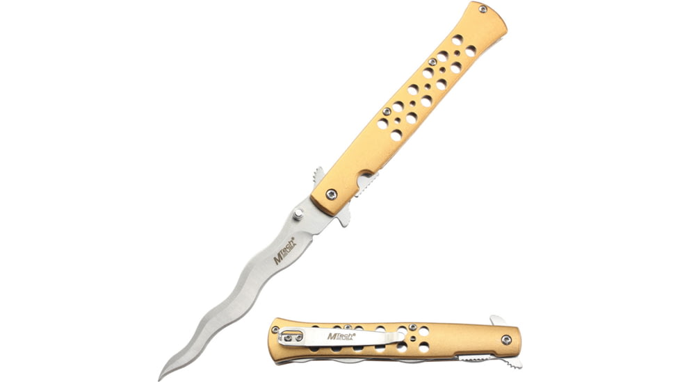 Mtech Linerlock A/O Gold Wavy, MTA2042WG