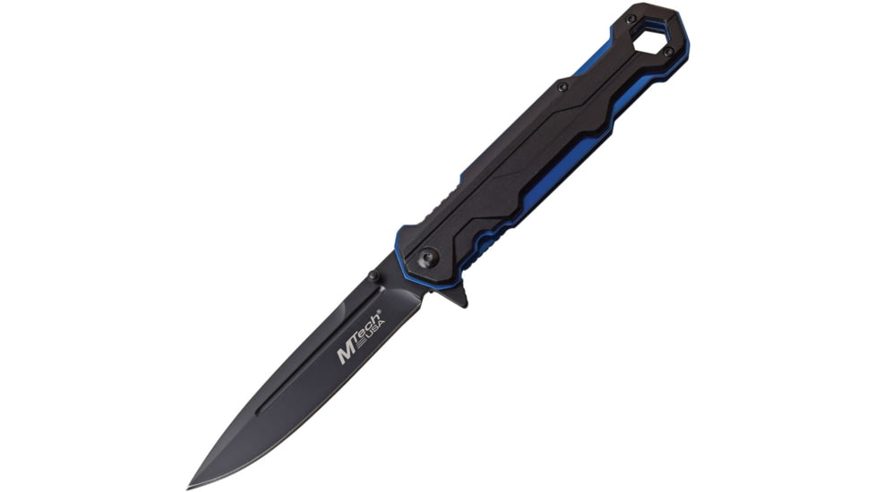 Mtech Spear Point Spring Assisted Knife, 3.75 in, 3Cr13 Stainless Steel Stainless Steel, Black/Blue, MT-A1128BL