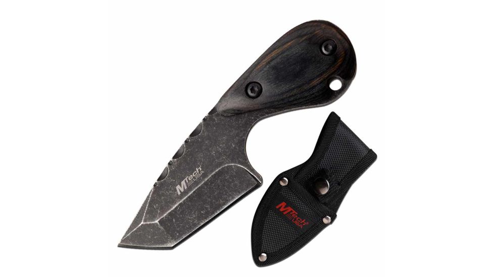 Mtech MT-20-90BK Fixed Blade Knife, 2.5in, 3CR13 Stainless Steel, Tanto, Stonewashed Blade, Pakkawood Handle, Black, MT-20-90BK