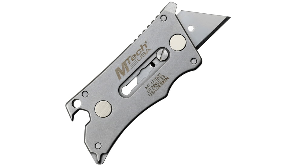 Mtech Utility Sliding Folding Knife, 2.75in Closed, 0.88in SK5 Carbon Steel Blade, Black ABS Handle, MT-UT002