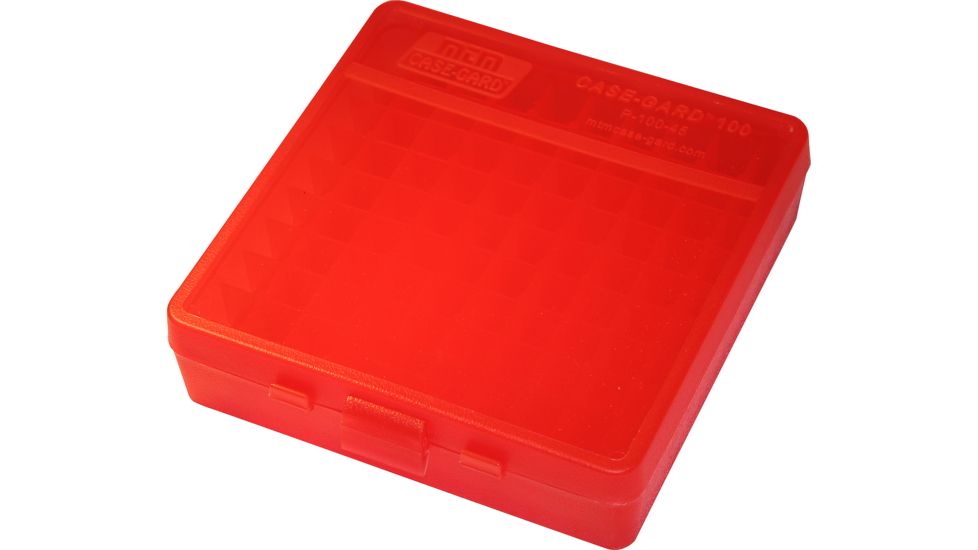 MTM 100 Round 45ACP/10MM Pistol Ammo Box,Clear Red P1004529