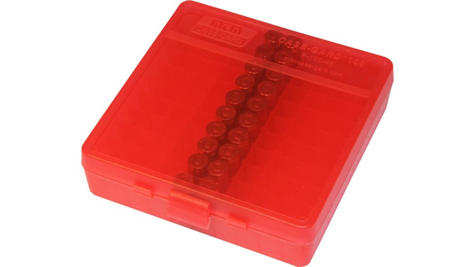 MTM 100 Round 45ACP/10MM Pistol Ammo Box,Clear Red P1004529