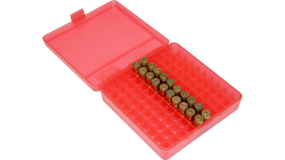 MTM 100 Round 45ACP/10MM Pistol Ammo Box,Clear Red P1004529