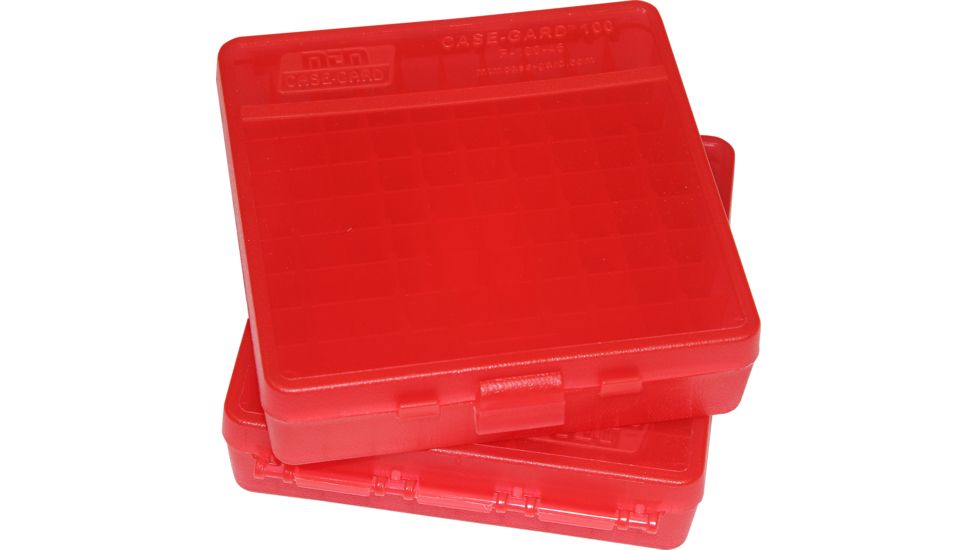 MTM 100 Round 45ACP/10MM Pistol Ammo Box,Clear Red P1004529