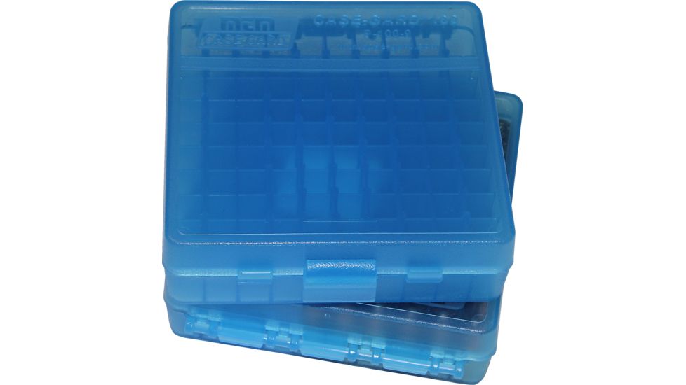 MTM 100 Round 9MM-380 Blue Pistol Ammo Box,Clear Blue P100924