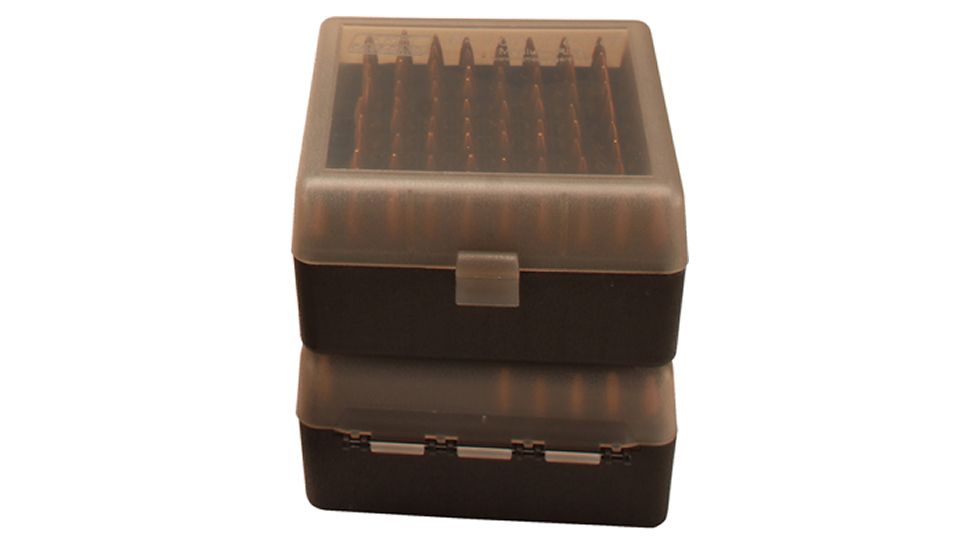 MTM Ammo Box 100 Round Flip-Top 22-25 308 Win 243, Clear Smoke/Black RM-100-41T