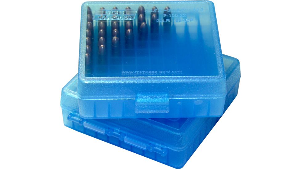 Mtm Ammo Box .22lr 100-rounds, Clear Blue, P-100-22-24