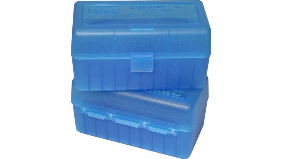 MTM Ammo Box 50 Round Flip-Top 243 308 Win 220 Swift, Clear Blue RM-50-24