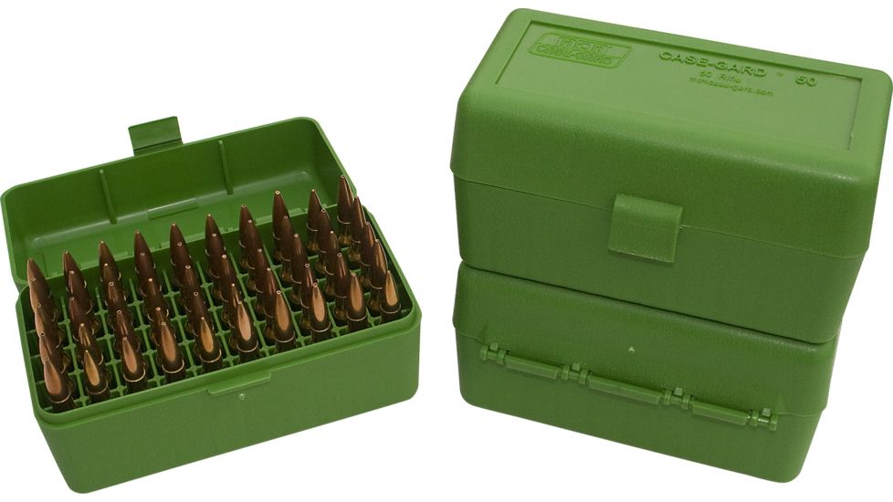 MTM Case-Gard 50 Rifle Ammo Boxes .222 &amp; .222 Magnum Green